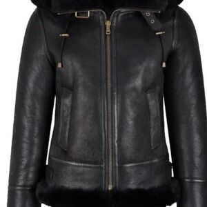Elegant Black Leather Jacket for Women